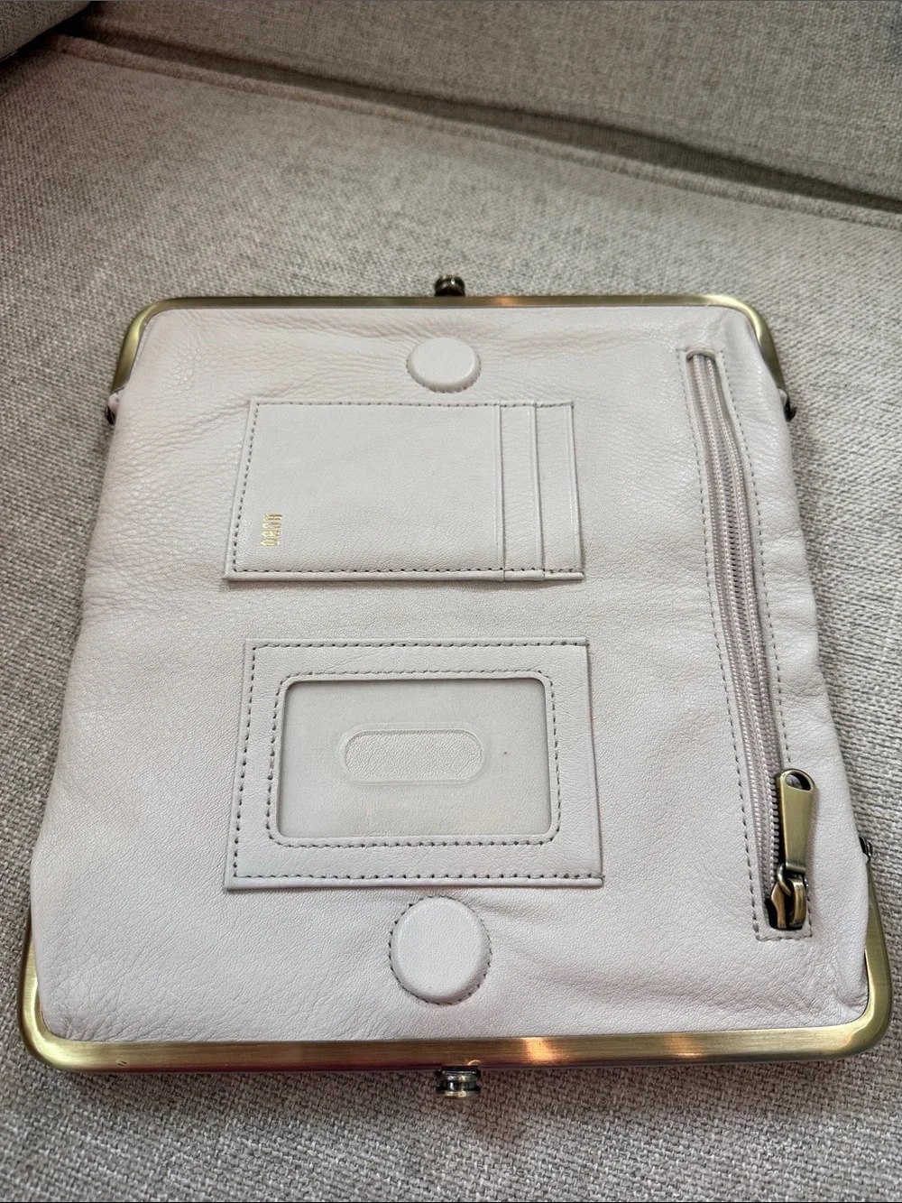 HOBO Light Blush Pebbled Leather Kiss-Lock Clutch